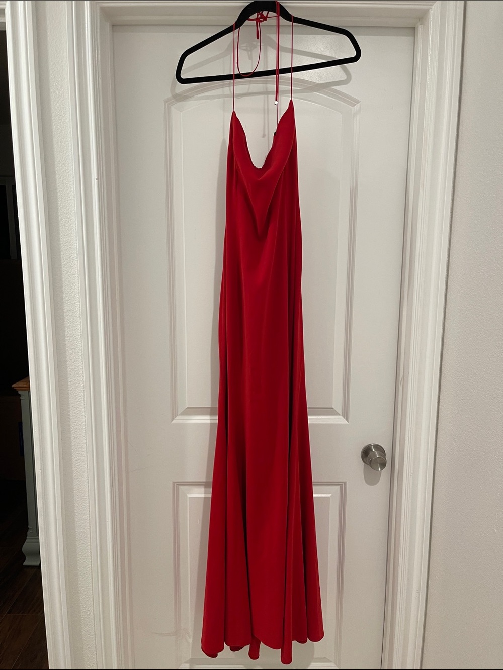 Elie Tahari Red Cowl Halter Slip Maxi Dress
